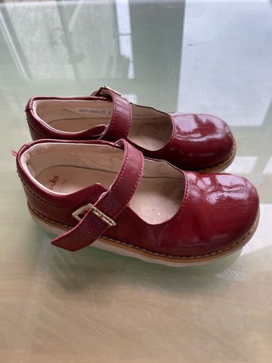 Clarkes wine patent shoes