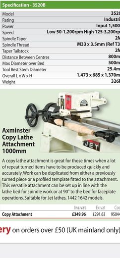 axminster copy lathe attachment
