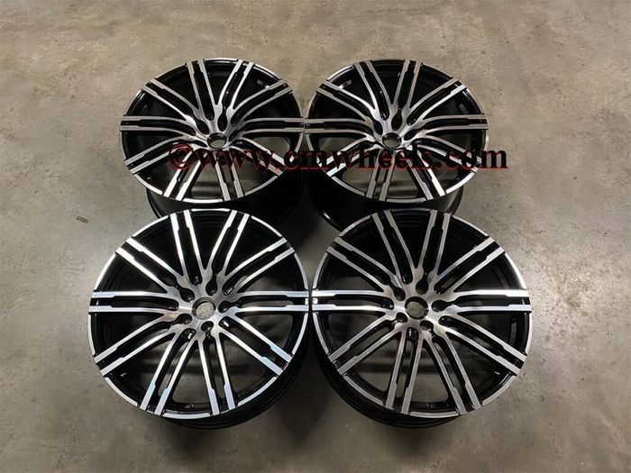 21" Inch Porsche Macan Turbo Style Alloy Wheels Gloss black polished 5x112 66.6