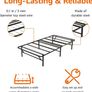 Single Foldable Platform Bed Frame with Steel Slats, Tool-Free Assembly, Under-Bed Storage, 90 x 190 X 35.5 cm, Black Image 3