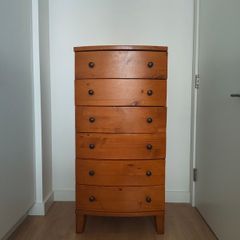 beautiful vintage solid wooden tall boy chest of drawers