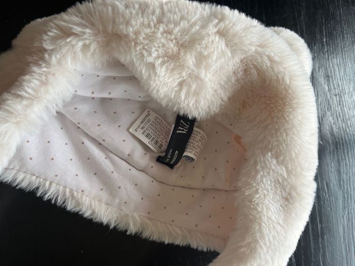 Zara Kids Faux Fur Trapper Bear Hat with bear ears & chin strap One Size EUc