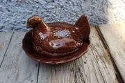 vintage pate Terrine dish, chicken on nest ceramic dish