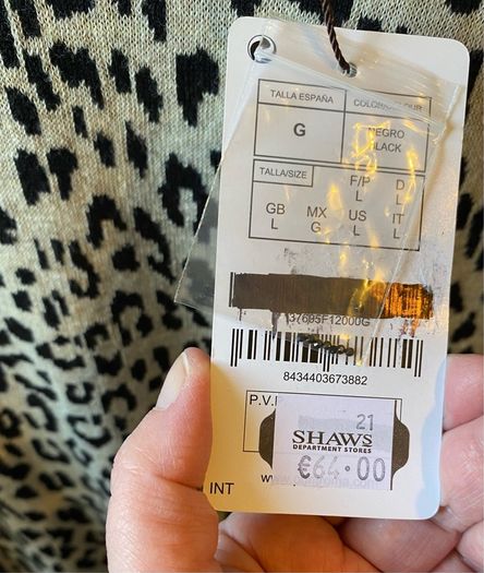 Punt Roma Leopard Print Knit Sweater Long Sleeve Top Size Large BNWT