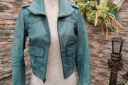 Superdry women's Super Blake leather bomber jacket. Size XS EU 34-36 UK 6-8 Measurements in the photos