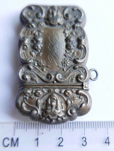 RARE!! Antique Sterling Silver Engraved Matchbox Pendent MATCH SAFE Vesta Case - Late 1800s