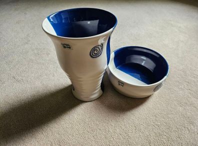 Avoca Blue Vase and Bowl