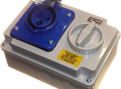 16 Amp 230V 3 Pin Interlock Socket Switched 2P+E Single Phase Blue