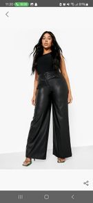 ladies pu wide leg trainers