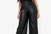ladies pu wide leg trainers