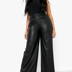ladies pu wide leg trainers