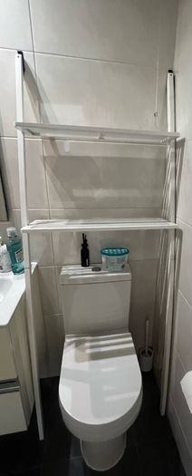 White wooden bathroom storage unit