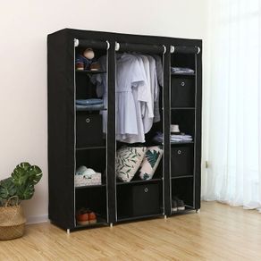 Fabric cabinet with clothes rail wardrobe,
