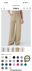 High Waisted Drawstring Pocket Wide Leg Casual Linen-Feel Pants
