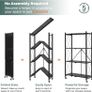 Folding Storage Shelves,4 Tiers Metal Shelving Units for Storage 61x116x28 CM, Corner Kitchen Shelves on Wheels,Pantry Shelves,Bookcase for Living room Black Image 4