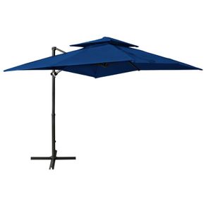 Cantilever Umbrella with Double Top 250x250 cm Azure Blue
