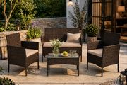 Garden Furniture Set, PE Polyrattan, Lounge Set, 4 pieces Patio Furniture, Outdoor, for Patio, Balcony, Garden