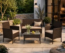 Garden Furniture Set, PE Polyrattan, Lounge Set, 4 pieces Patio Furniture, Outdoor, for Patio, Balcony, Garden
