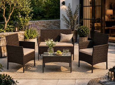 Garden Furniture Set, PE Polyrattan, Lounge Set, 4 pieces Patio Furniture, Outdoor, for Patio, Balcony, Garden
