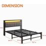 King Size Bed Frame with Storage and LED Lights,5ft Metal Platform Bed Frame King Size Bed Base with Charging Station,Mattress Base,Strong Slats Support,Under-bed Storage,Noise Free,Grey Image 9