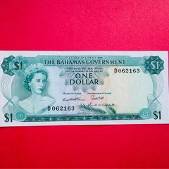 Bahamas   1 DOLLAR. 1965 . Pick  18b SCARCE  Uncirculated