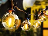 LED Outdoor String Lights with Plastic Bulbs 30FT Garden Patio String Lights Outdoor Festoon Lights with 27 3 E12 Bulbs for Indoor & Outdoor Decor Wedding Patio Cafe Party
