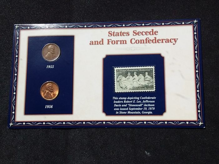 PCS Lincoln Series Coin and Stamp Panel - " States Secede and Form Confederacy "