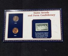 PCS Lincoln Series Coin and Stamp Panel - " States Secede and Form Confederacy "