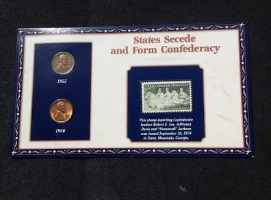 PCS Lincoln Series Coin and Stamp Panel - " States Secede and Form Confederacy "