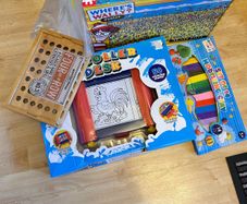 Kids jigsaw, colouring set and a game.