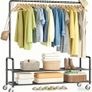 Heavy Duty Clothes Rail Rack with Shelves 46.5" Large Rolling Clothing Rack for Bedroom Hanging Rail for Clothes, Garment, Coat, Black Image 2