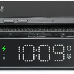 AIWA CR-30BK Digital Clock Radio with Wireless Charging 5W, Adjustable Night Light, Dual Alarm, Adjustable LED Display and USB Port - Black