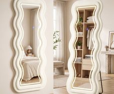 LED Full Length Mirror Wavy Full Body with Velvet Frame
