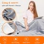 Electric Heated Blanket Throw 120  160cm, Flannel Sherpa, Fast Heating, 10 Heat Levels, 9H Auto-Off, LED Controller, Overheat Protection, Machine Washable, ETL Certified, Grey Image 5