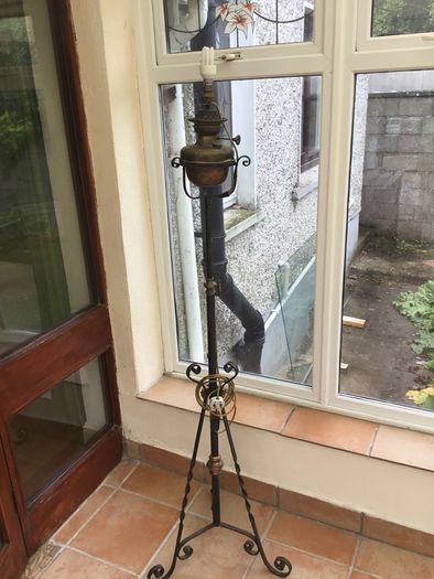 Converted antique oil lamp