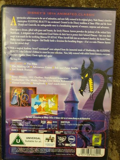 Free Postage! Disney. Sleeping Beauty. DVD. 2 Disc Collector's Edition.