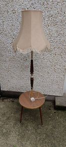 1960s /70s french art deco table floor lamp ,working,,used nice condition,3 legs veneer, see pictures for condition ,buyer collects, sold as seen,freestanding.