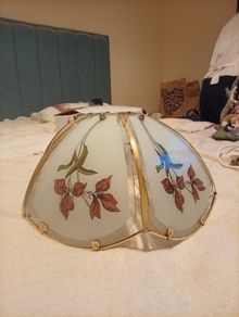 Classic 6-Panel Curved Glass Floral Lampshade.