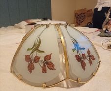 Classic 6-Panel Curved Glass Floral Lampshade.
