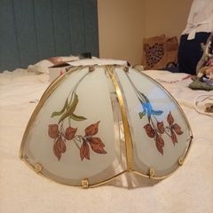 Classic 6-Panel Curved Glass Floral Lampshade.