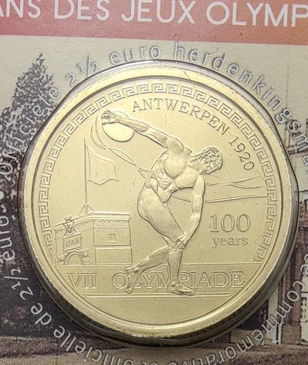 Belgium 2.5 Euro Brilliant Uncirculated Coin 2020 - 100 years Olympic Games Antwerp - Belgian Coincard Catalogue