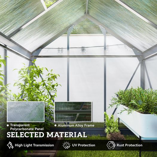 Walk-In Polycarbonate Green House 6 x 4ft