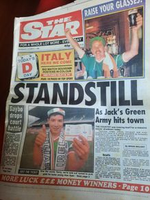 THE STAR 11th October 1989 - day of Italy 90 qualifier -  Ireland v Northern Ireland