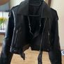Brand New Cropped Black Faux Leather Biker Jacket Size S Image 10