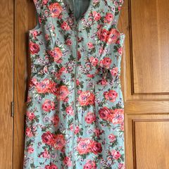 Oasis sage and coral dress