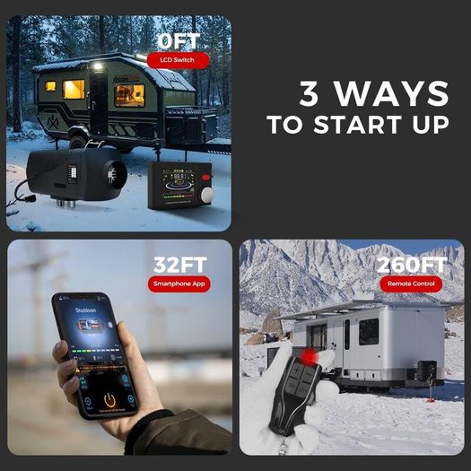 12V 8KW Diesel Heater with LCD Display & Remote Control & Bluetooth APP