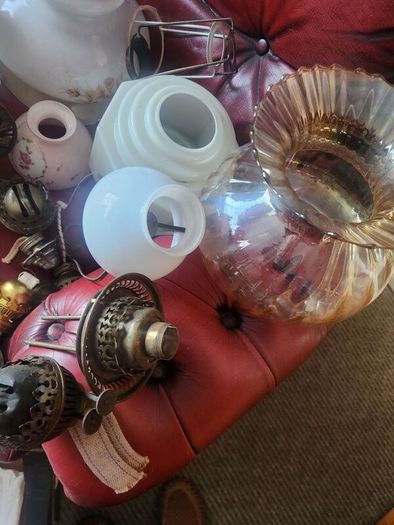victorian oil laml shades . galleries.  burners etc