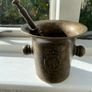 Antique Apothecary Mortar and pestle Lions Crest Image 2