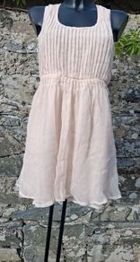 Bay - Powder Pink Pleated Chiffon Mini Dress with Embellished Sequins