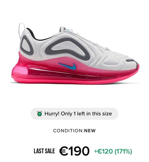 Air Max 720 Pure Platinum and Pink Blue with Blue UK3.5 RRP188